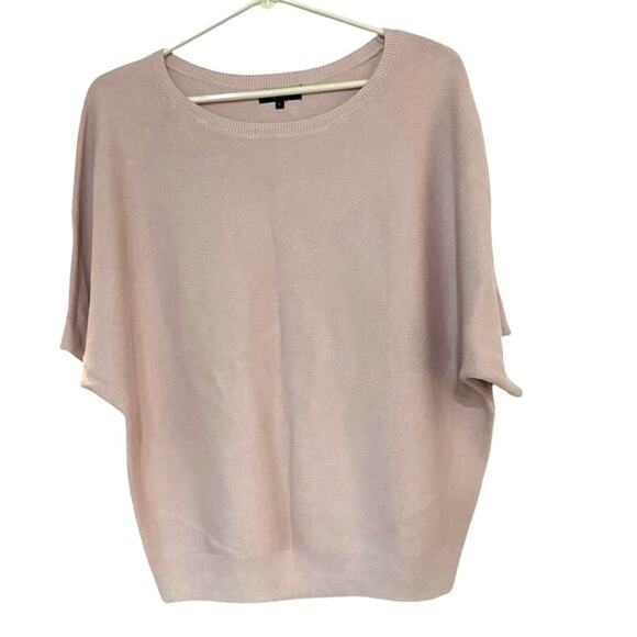 Quince Lightweight Organic Cotton Cashmere Link-Stitch Dolman Sweater Pink Large - Picture 2 of 7